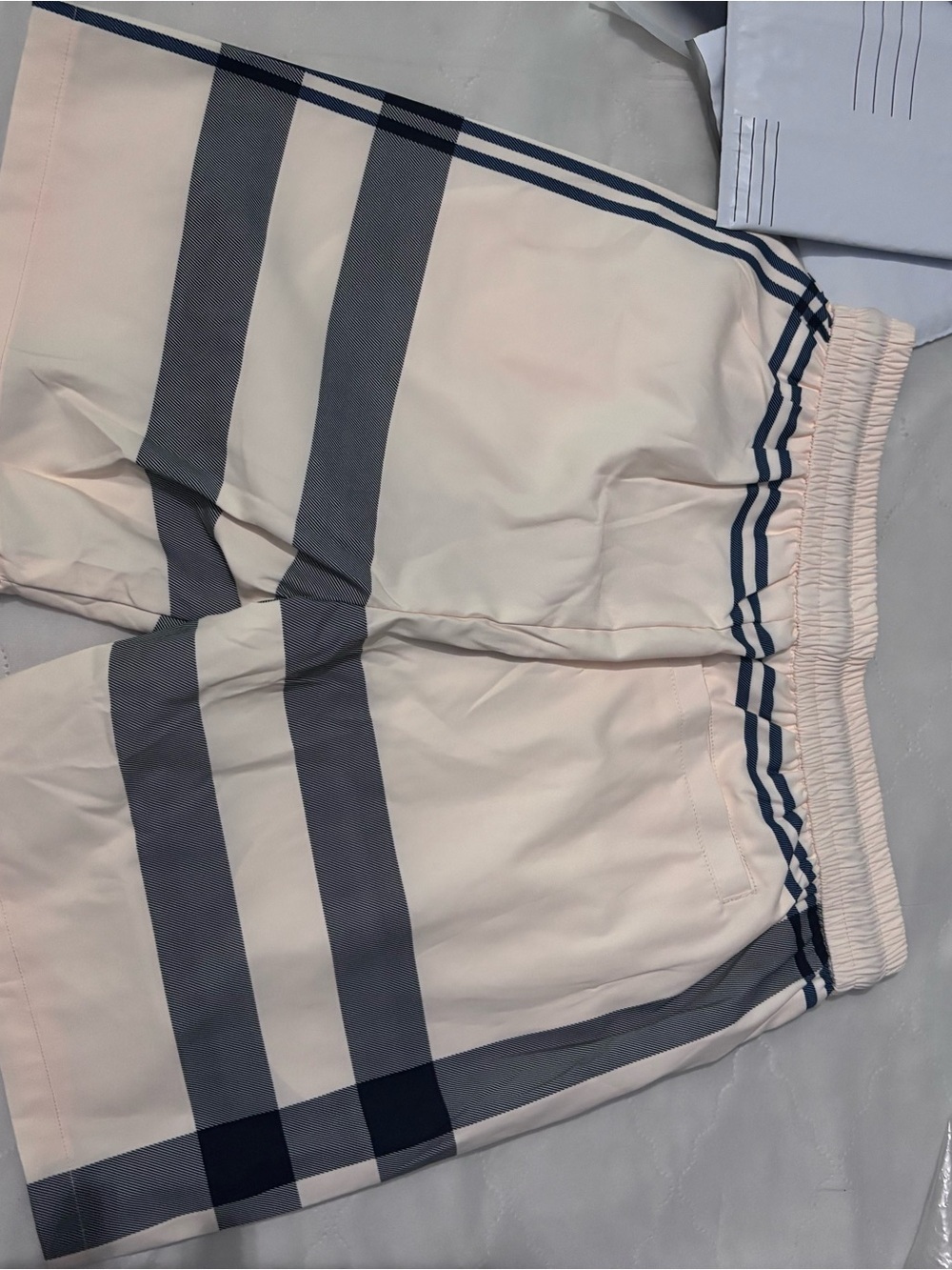 Burberry Classic Check Swim Shorts in Cream and Navy - Picture 2 of 2
